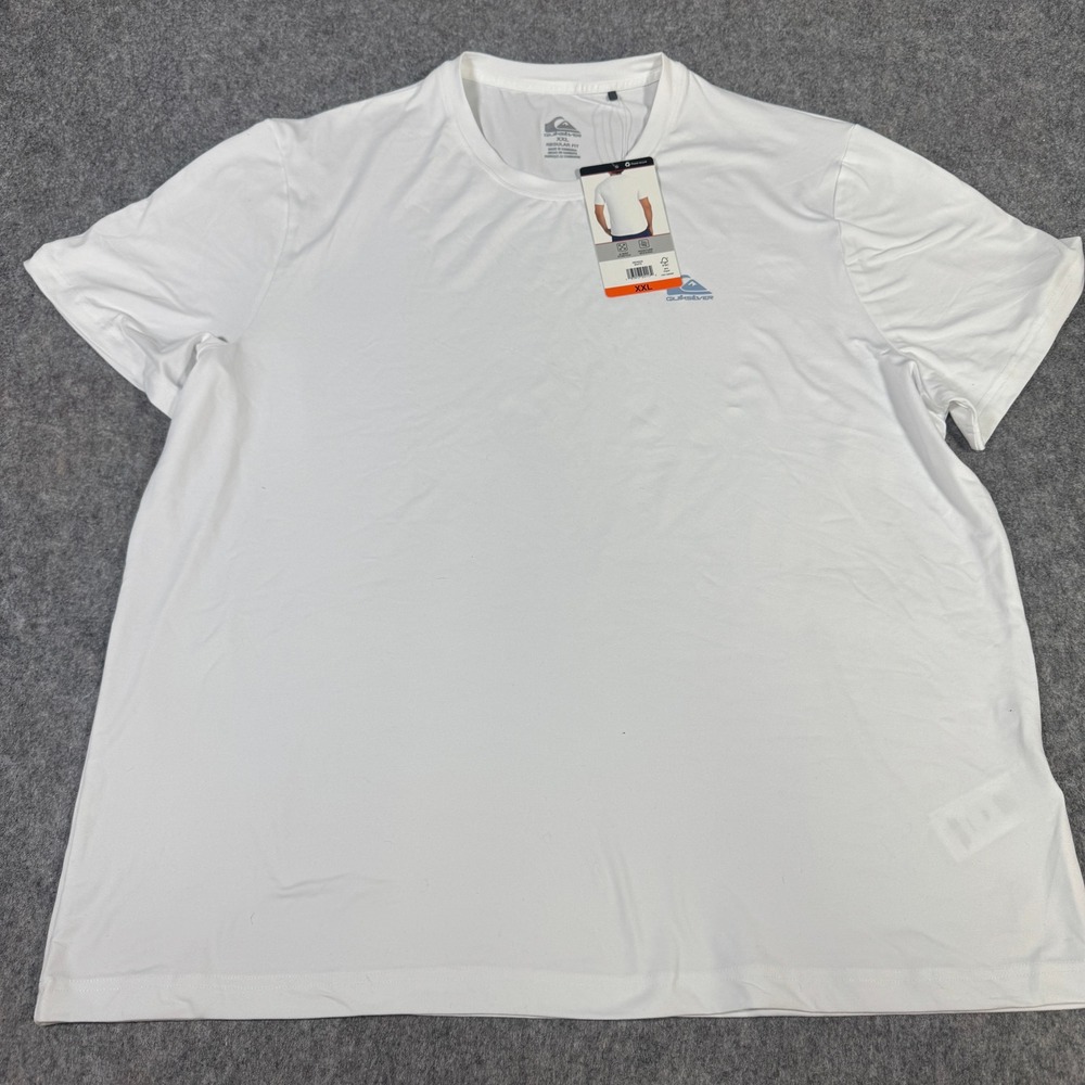 Quiksilver Mens XXL White Performance T-Shirt Regular Fit Short Sleeve Stretch